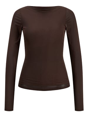 JXMINNA MESH LS BOATNECK TOP WVN
