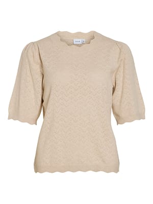 VIEMI O-NECK 2/4 SLEEVE KNIT TOP/TES