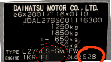 daihatsu kleurcode