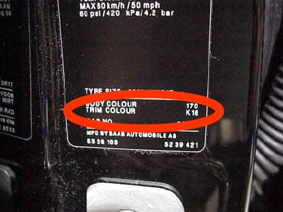 saab kleurnummer