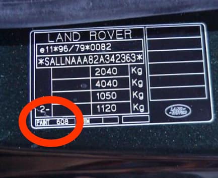 landrover collorcode