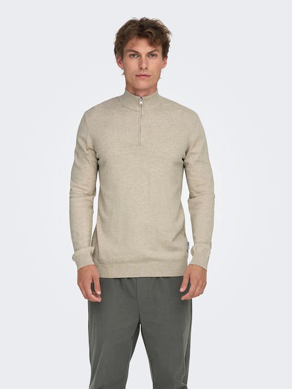 ONSLOUI REG 12 MEL HALF ZIP KNIT NOOS