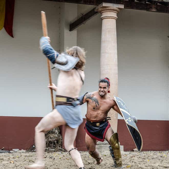 Twee gladiatoren aan het vechten