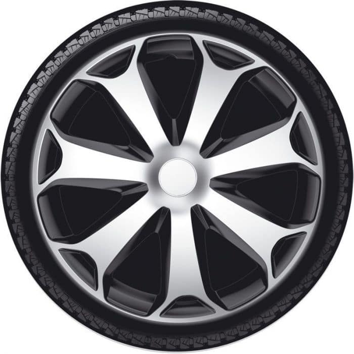 4-Delige Wieldoppenset Mega 14-inch zilver/zwart