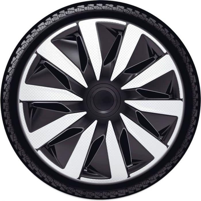 4-Delige J-Tec Wieldoppenset Lazio 15-inch zilver/zwart/carbon-look