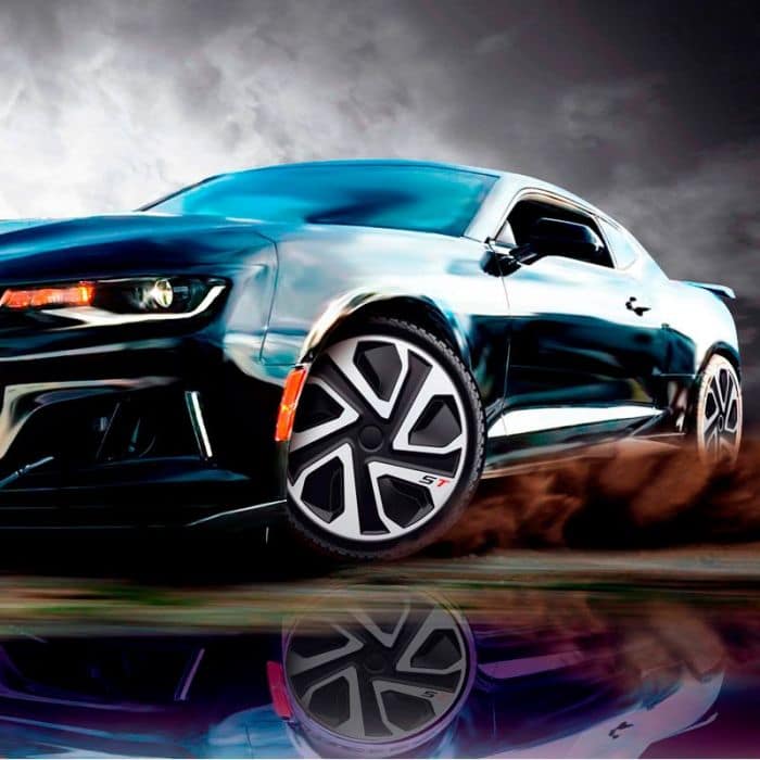 4-Delige J-Tec Wieldoppenset ST 14-inch zilver/zwart