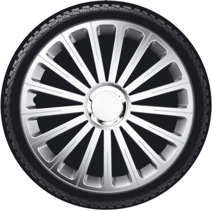 4-Delige Wieldoppenset Radical 13-inch zilver + chroom ring