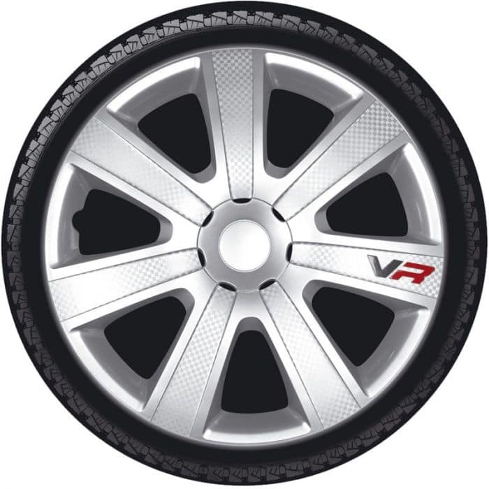 4-Delige Wieldoppenset VR 15-inch zilver/carbon-look/logo