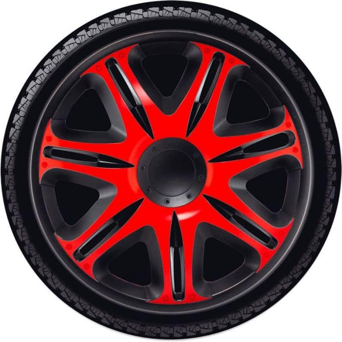 4-Delige J-Tec Wieldoppenset Nascar 15-inch zwart/rood