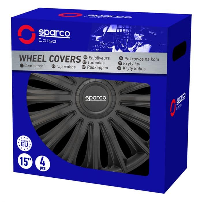 Sparco Wieldoppen Treviso - 15-inch - Zwart - Set van 4 stuks