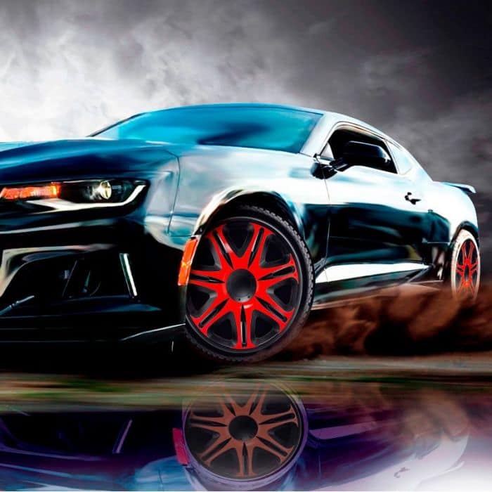 4-Delige J-Tec Wieldoppenset Nascar 15-inch zwart/rood