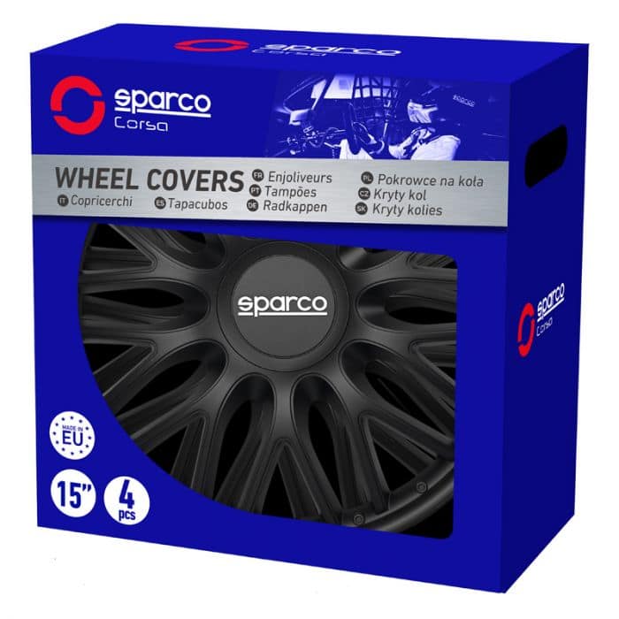 Sparco Wieldoppen Roma - 14-inch - Zwart - Set van 4 stuks