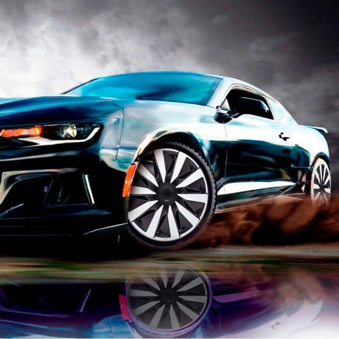 4-Delige J-Tec Wieldoppenset Lazio 15-inch zilver/zwart/carbon-look