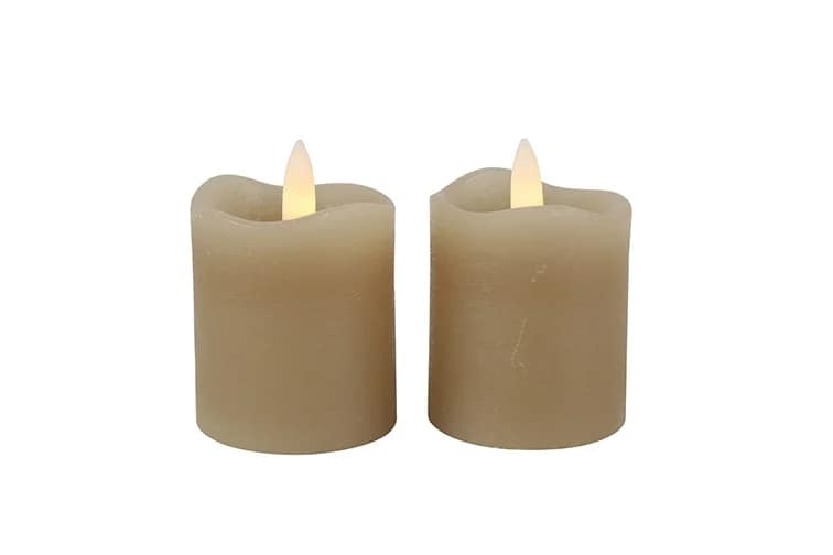 Set van 2 led stompkaarsen Ø 5 cm beige - Afbeelding 3