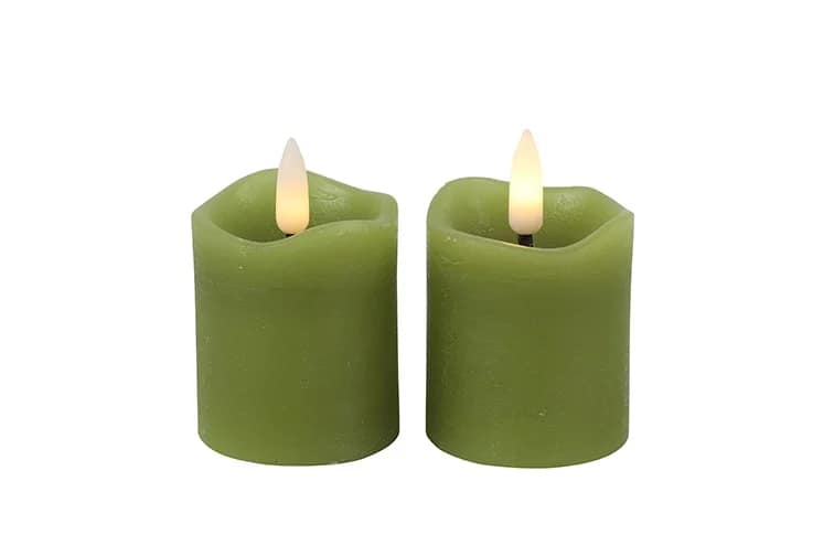 Set van 2 led stompkaarsen Ø 5 cm groen - Afbeelding 3