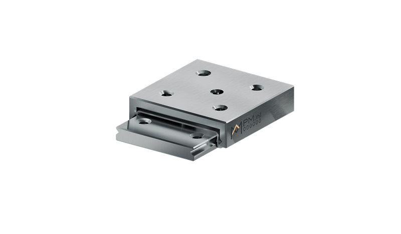 Front view of a miniature linear ball slide type PMM-05-10-wide body