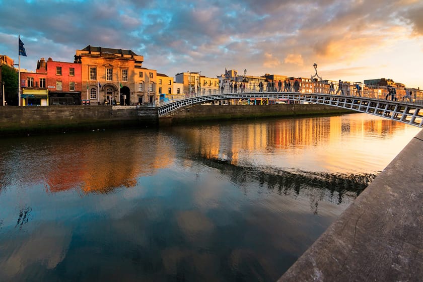 Zonsondergang in Dublin